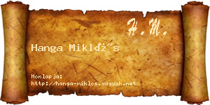 Hanga Miklós névjegykártya